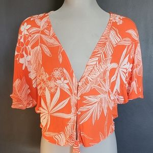 Orange Patrons of Peace Hawaiian Crop Top